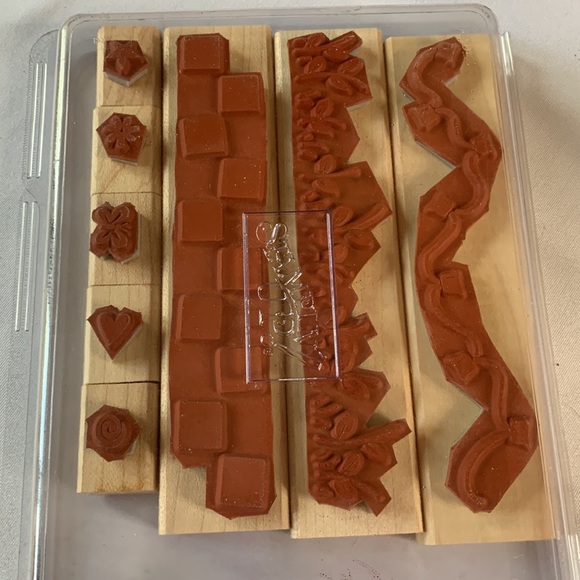 Stampin' Up TWO-STEP 2 BORDER BUILDERS Mounted Wood Stamp Set RETIRED - Picture 2 of 3